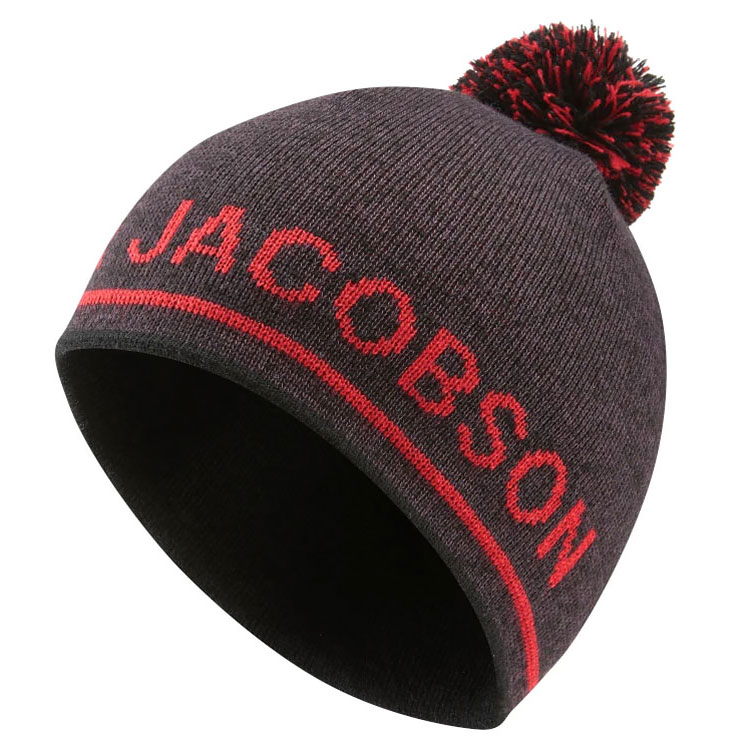 Oscar Jacobson Monroe Bobble Golf Beanie Plum / Red