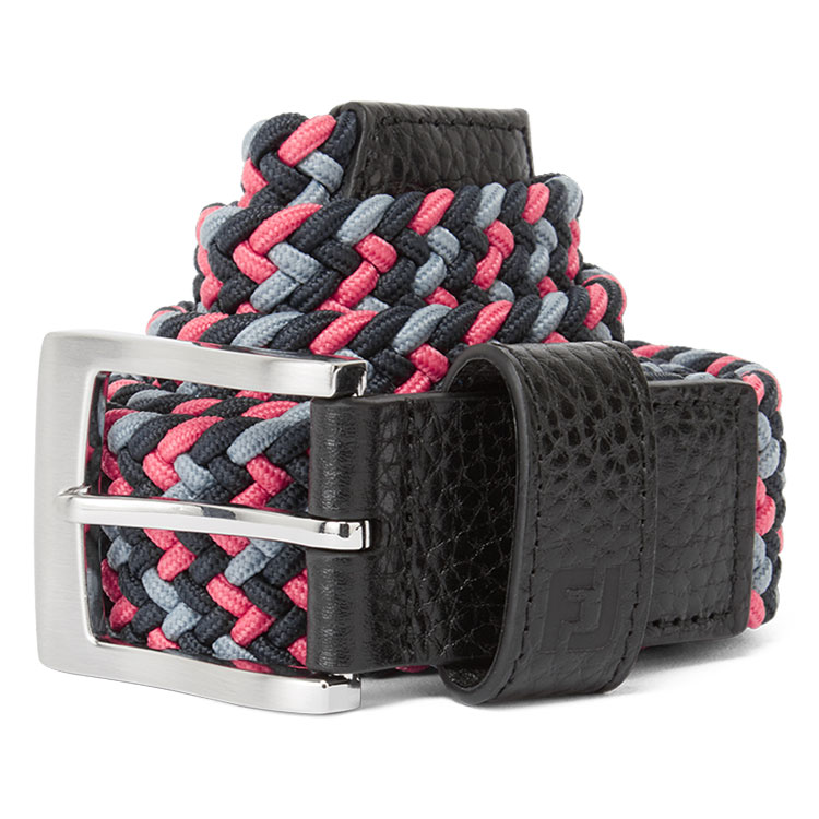 FootJoy FJ Braided Golf Belt Black / Flint / Hibiscus