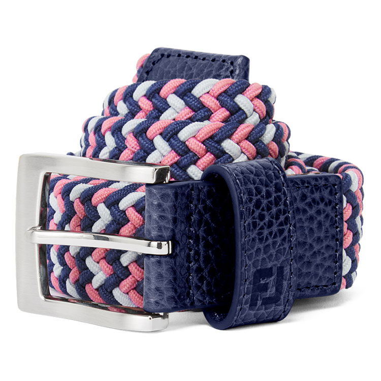 FootJoy FJ Braided Golf Belt Dark Denim / Pink Lemonade / Skyway