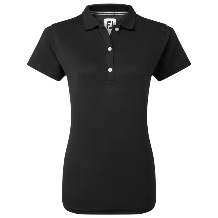 FootJoy Ladies Stretch Pique Solid Golf Polo Shirt Black