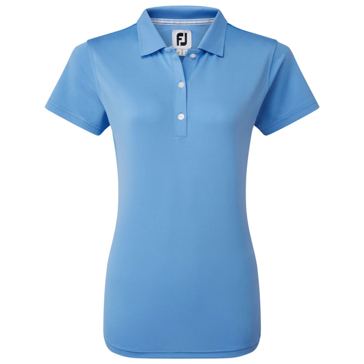 FootJoy Ladies Stretch Pique Solid Golf Polo Shirt Light Blue