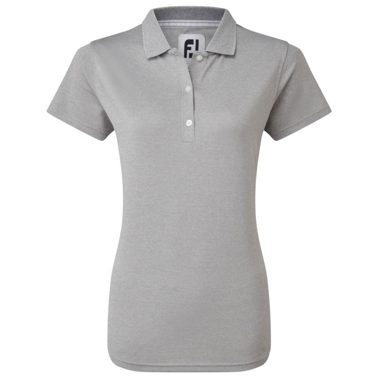 FootJoy Ladies Stretch Pique Solid Golf Polo Shirt Heather Grey