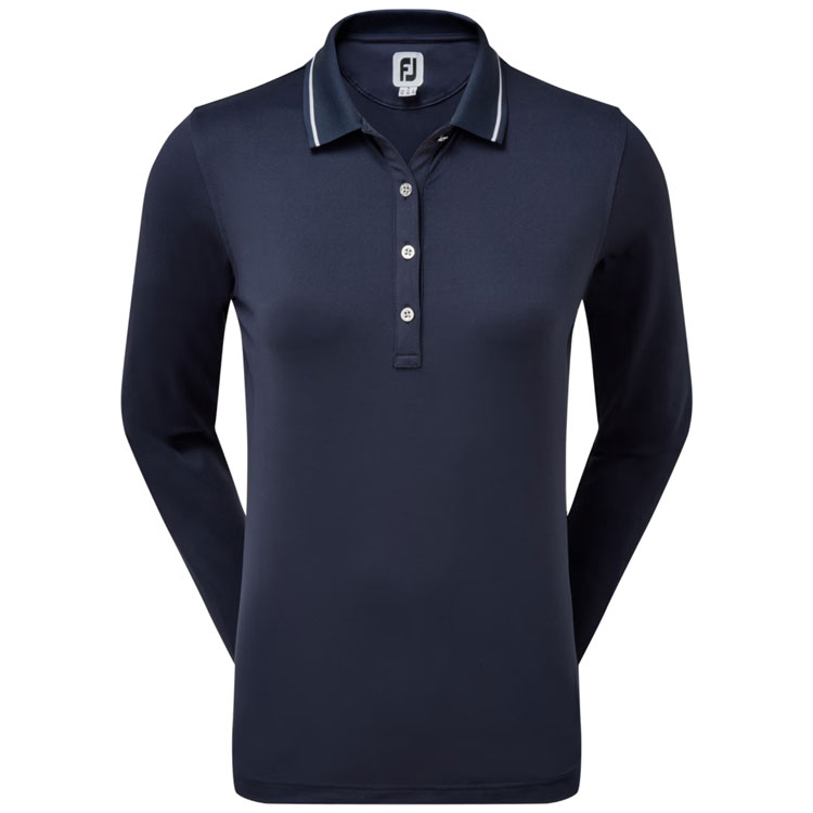 FootJoy Ladies Thermal Long Sleeved Golf Polo Shirt Navy