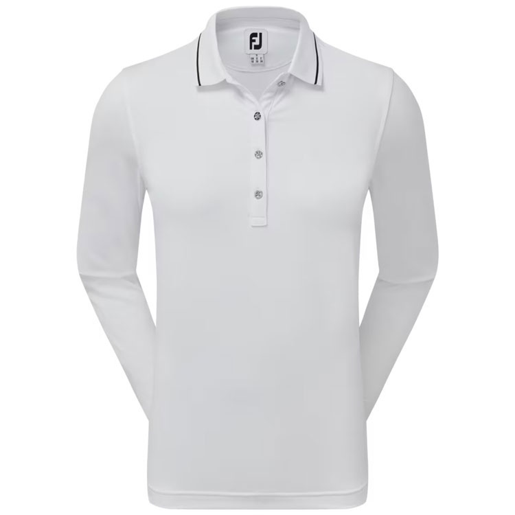 FootJoy Ladies Thermal Long Sleeved Golf Polo Shirt White