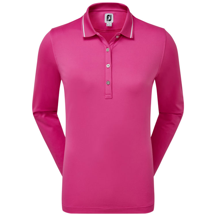 FootJoy Ladies Thermal Long Sleeved Golf Polo Shirt Hot Pink