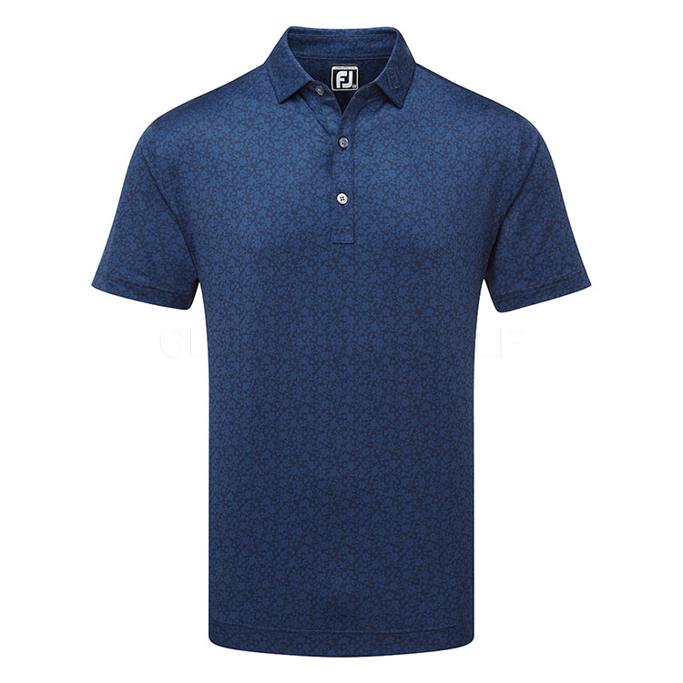 FootJoy Painted Floral Lisle Golf Polo Shirt Navy