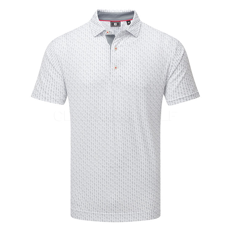 FootJoy Figure Print Lisle Golf Polo Shirt White / Flint