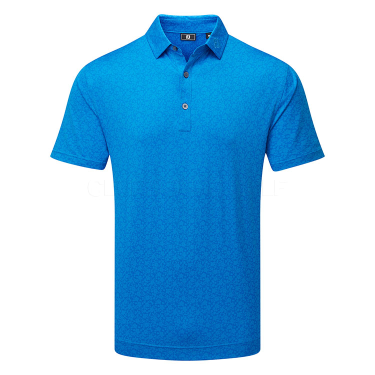 FootJoy Painted Floral Lisle Golf Polo Shirt Cobalt