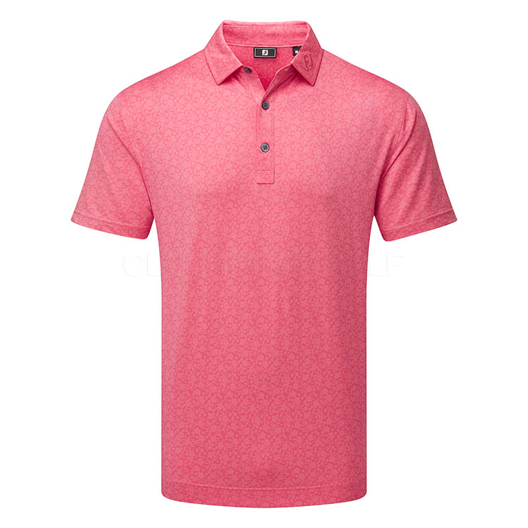 FootJoy Painted Floral Lisle Golf Polo Shirt Pink Lemonade