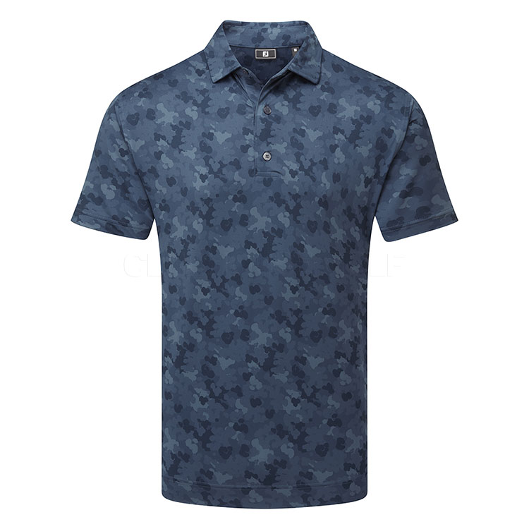 FootJoy Pop Camo Lisle Golf Polo Shirt Dark Denim