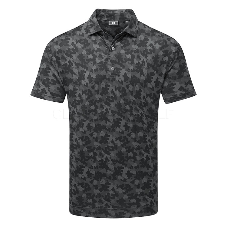 FootJoy Pop Camo Lisle Golf Polo Shirt Black