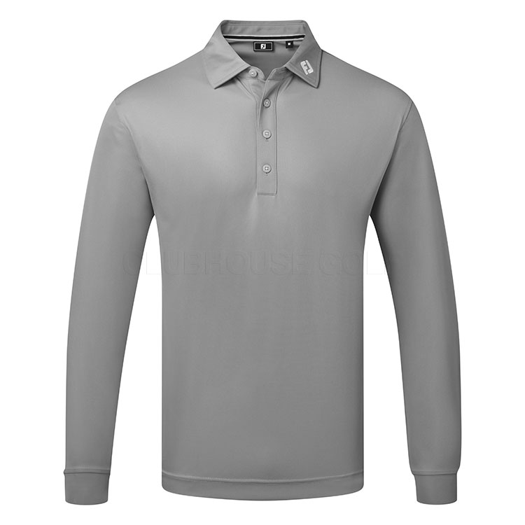 FootJoy Long Sleeve Thermolite Pique Golf Polo Shirt Grey