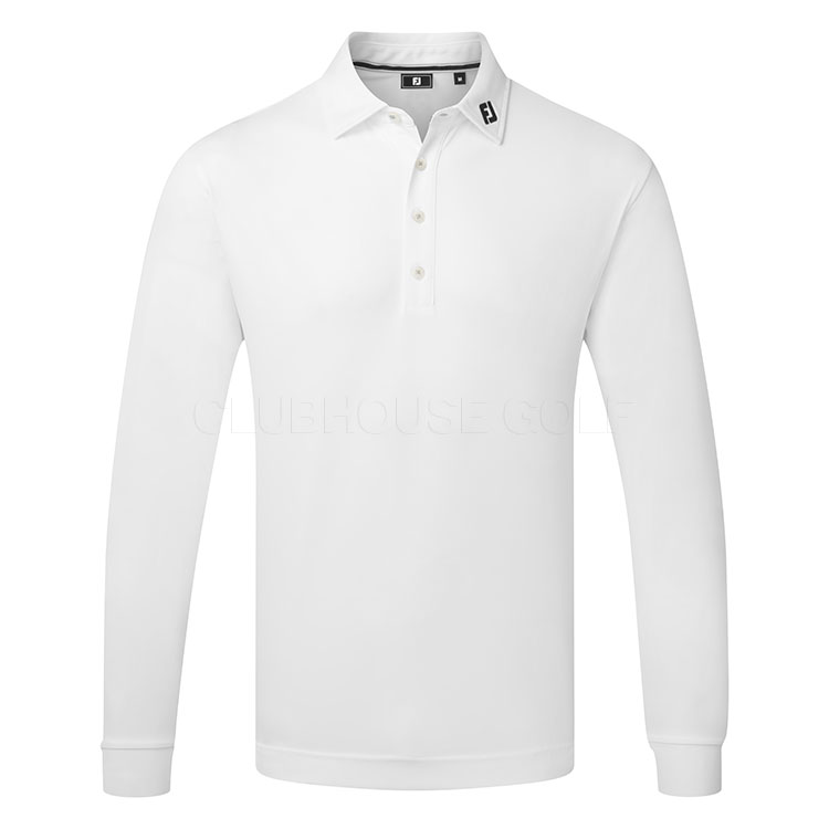 FootJoy Long Sleeve Thermolite Pique Golf Polo Shirt White