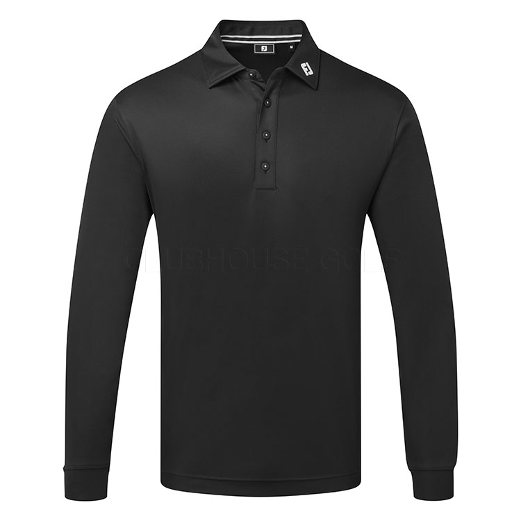 FootJoy Long Sleeve Thermolite Pique Golf Polo Shirt Black