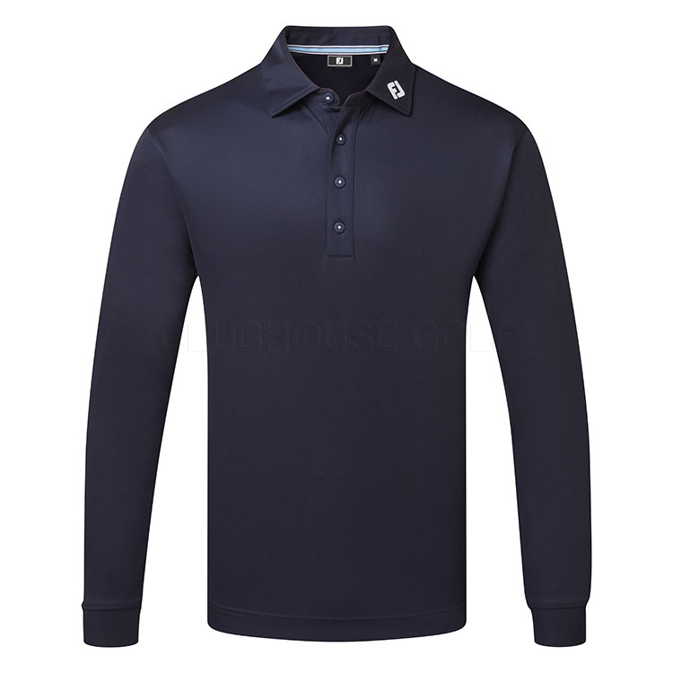 FootJoy Long Sleeve Thermolite Pique Golf Polo Shirt Navy