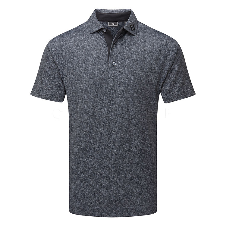 FootJoy Speckle Print Pique Golf Polo Shirt Black / Flint