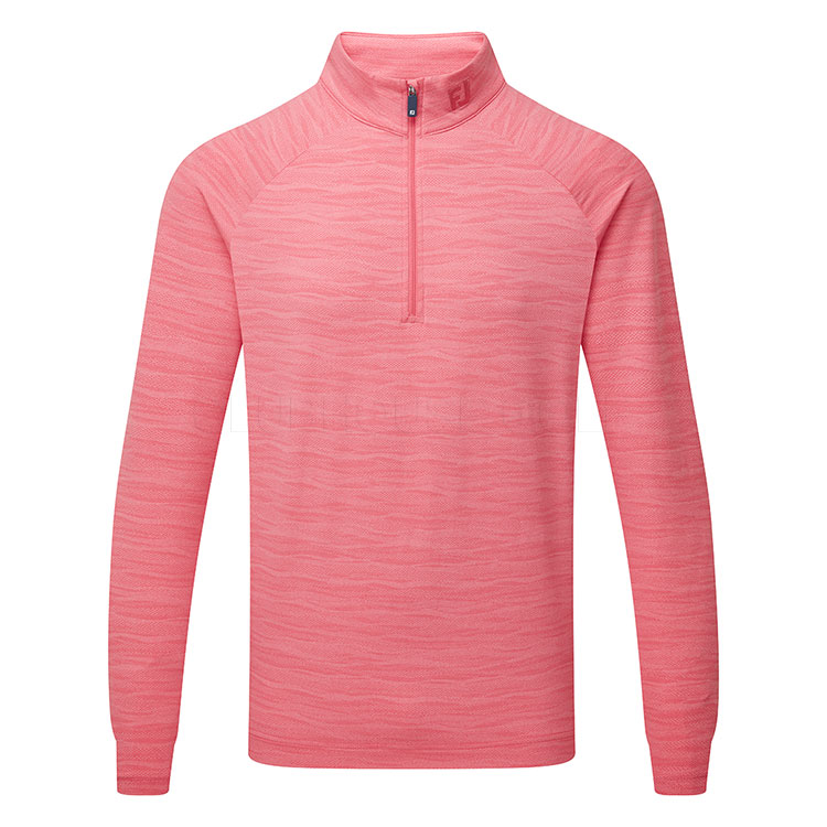 FootJoy Wave Jacquard Chill-Out 1/4 Zip Golf Pullover Pink Lemonade