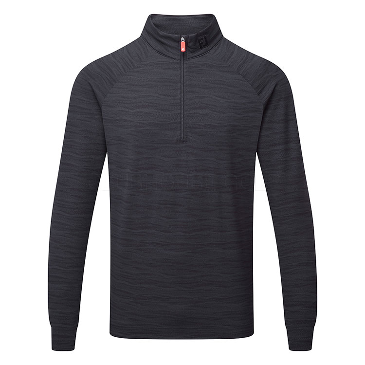FootJoy Wave Jacquard Chill-Out 1/4 Zip Golf Pullover Black