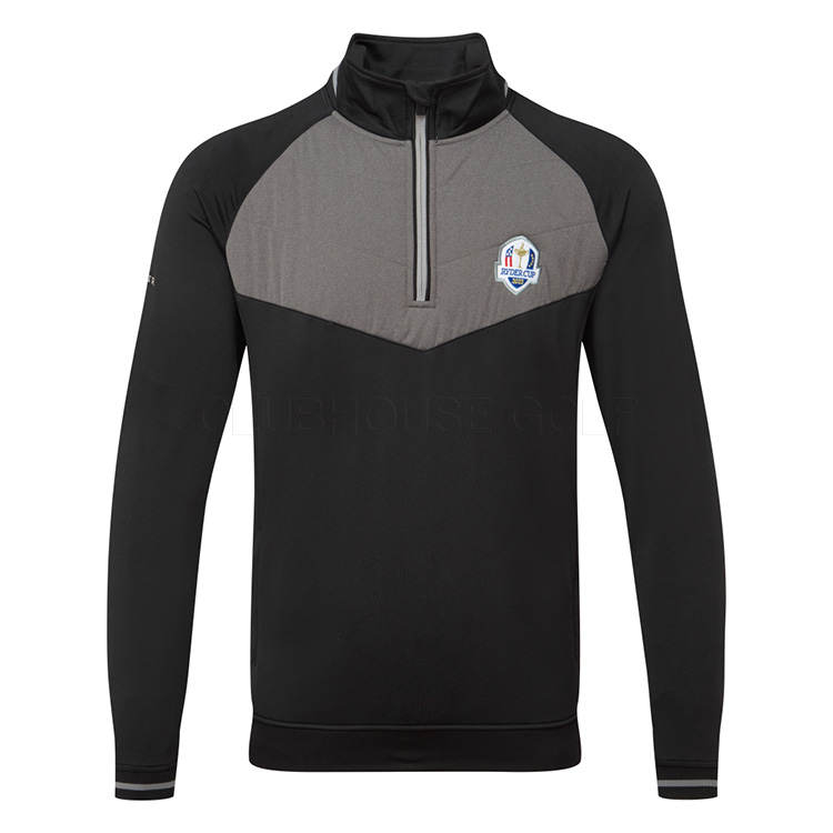 Glenmuir Forth Ryder Cup 1/4 Zip Golf Sweater Black Marl / Light Grey