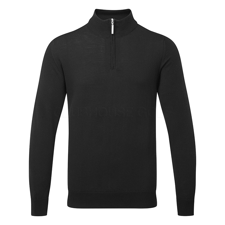 Glenmuir Jaspar 1/4 Zip Merino Golf Sweater Black