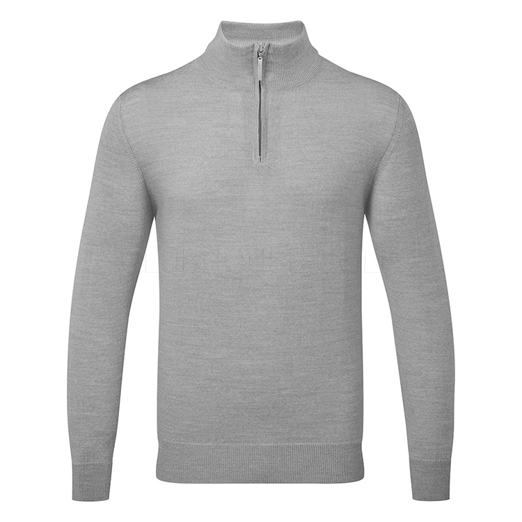 Glenmuir Jaspar 1/4 Zip Merino Golf Sweater Light Grey