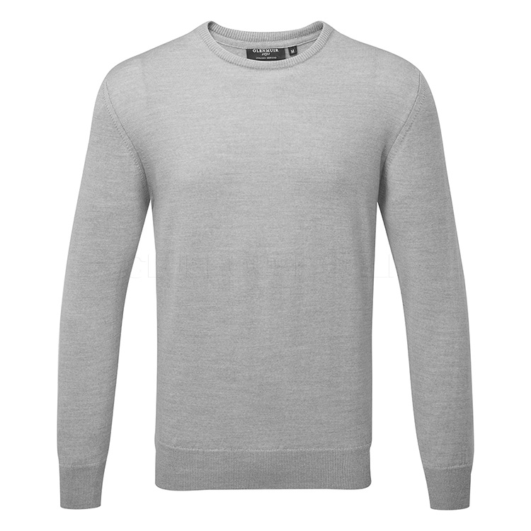 Glenmuir Knox Crew Neck Merino Golf Sweater Light Grey Marl