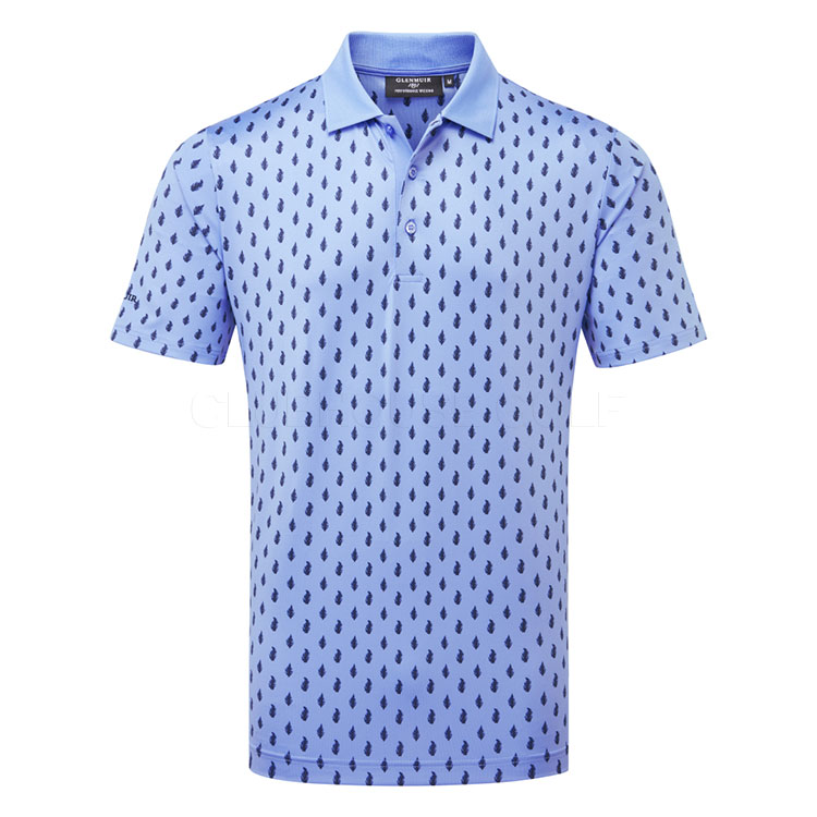 Glenmuir Crawford Golf Polo Shirt Light Blue / Navy Ferns