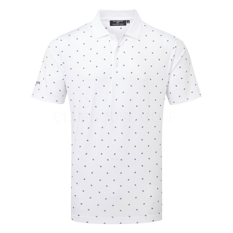 Glenmuir Crawford Golf Polo Shirt White / Navy / Saltire Flags