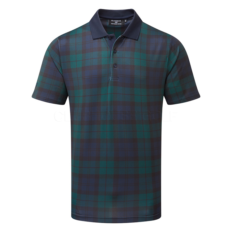 Glenmuir Crawford Golf Polo Shirt Tartan Navy