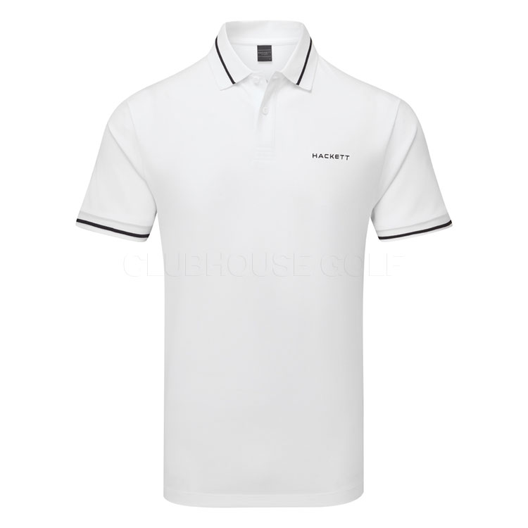 Hackett Sport Tipped Golf Polo Shirt Optic White
