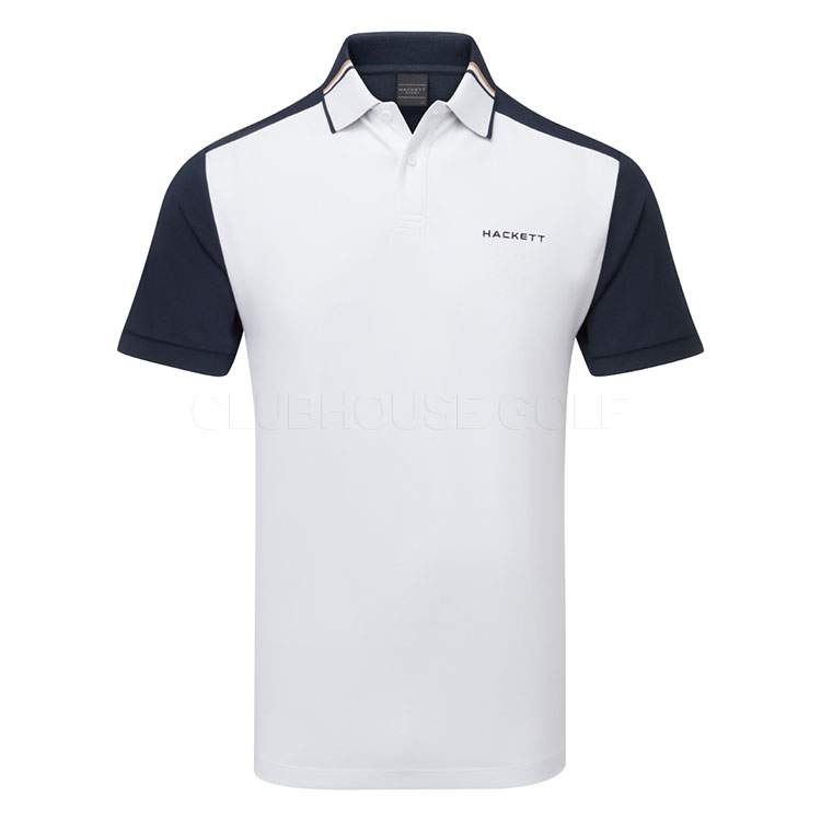 Hackett Sport Resort Colour Block Golf Polo Shirt Optic White