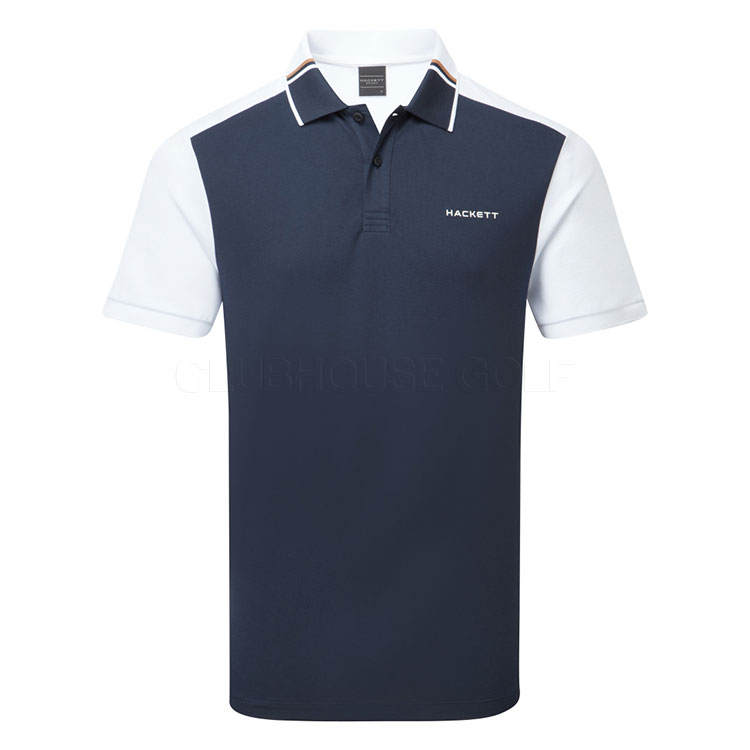 Hackett Sport Resort Colour Block Golf Polo Shirt Navy