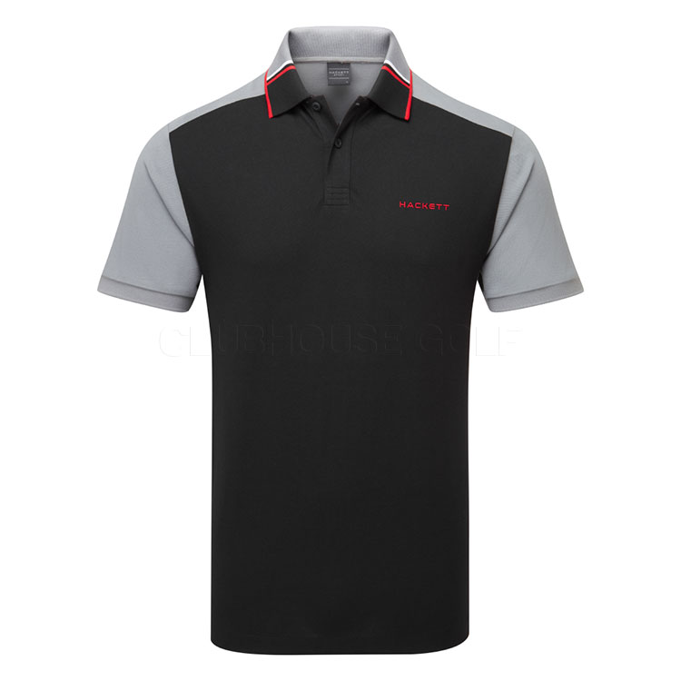 Hackett Sport Resort Colour Block Golf Polo Shirt Black
