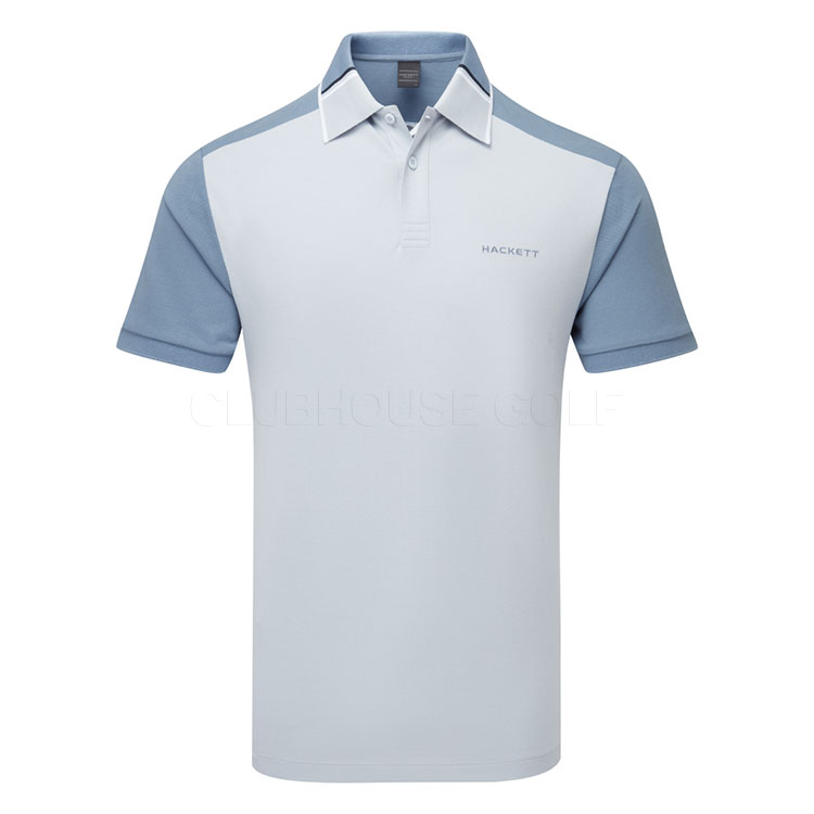 Hackett Sport Resort Colour Block Golf Polo Shirt Sky Blue