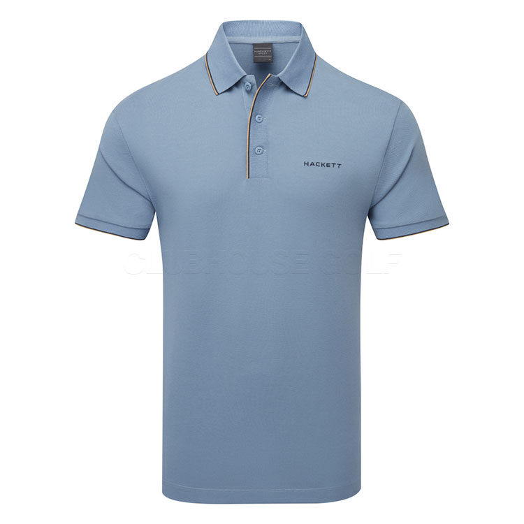 Hackett Sport Resort Colour Tipping Golf Polo Shirt Infinity Chambray