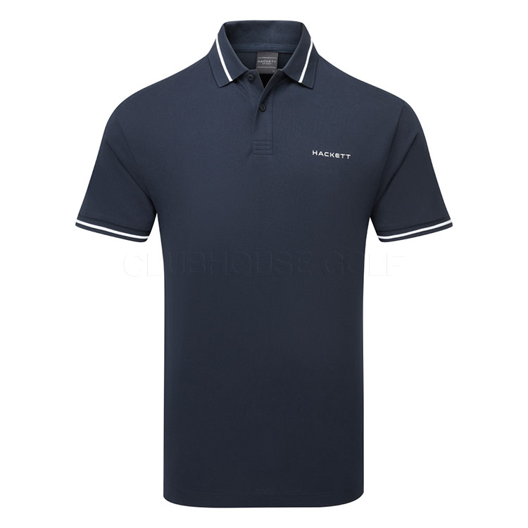 Hackett Sport Tipped Golf Polo Shirt Navy