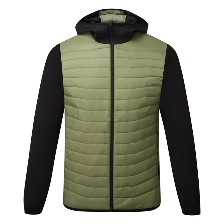 J.Lindeberg Holden Quilt Hybrid Hooded Golf Wind Jacket Oil Green