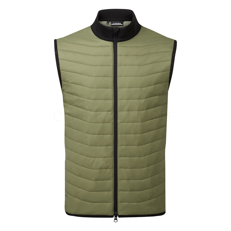 J.Lindeberg Holden Quilt Hybrid Golf Wind Vest Oil Green