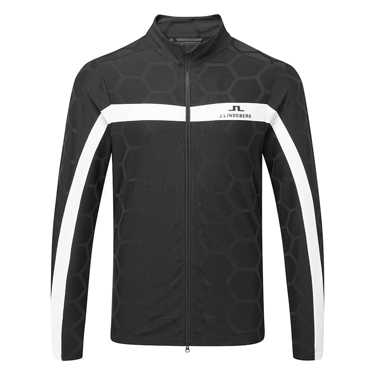 J.Lindeberg Jarvis Jacquard Tour Full Zip Golf Jacket Causeway Black / White
