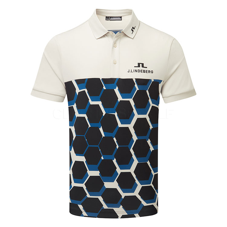 J.Lindeberg Jeffrey Tour Golf Polo Shirt Causeway Blue / Moonbeam / Dark Blue