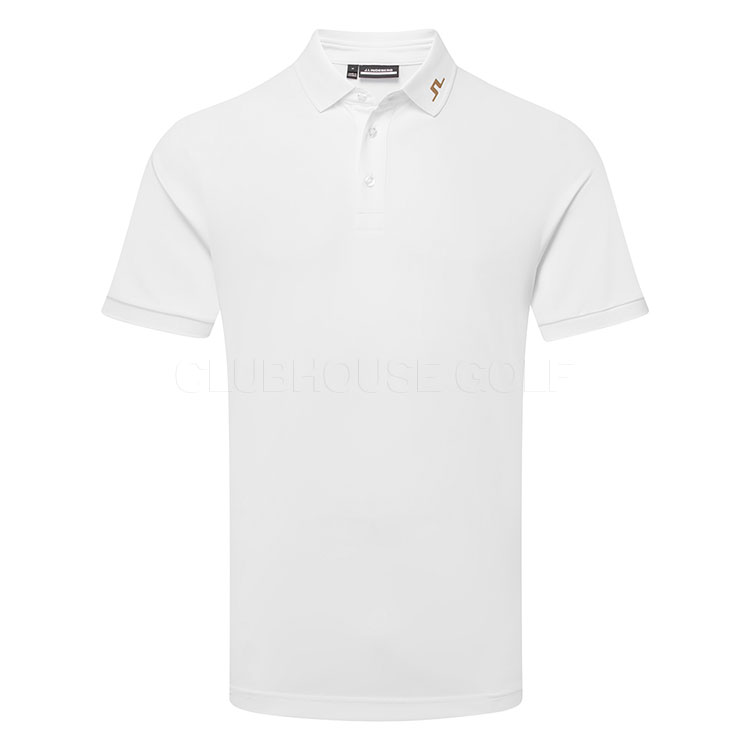 J.Lindeberg KV Golf Polo Shirt White / Tigers Eye