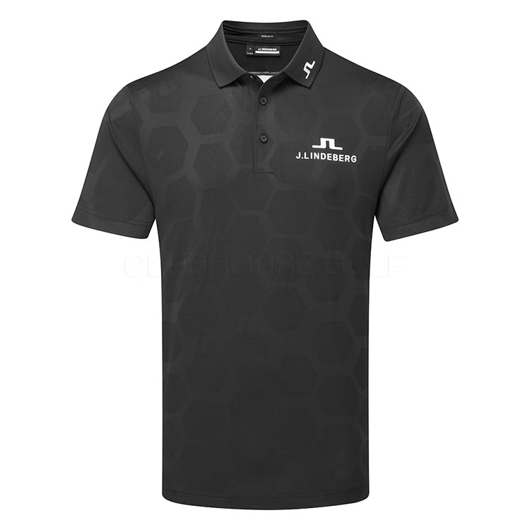 J.Lindeberg KV Tour Mesh Golf Polo Shirt Causeway Black / White