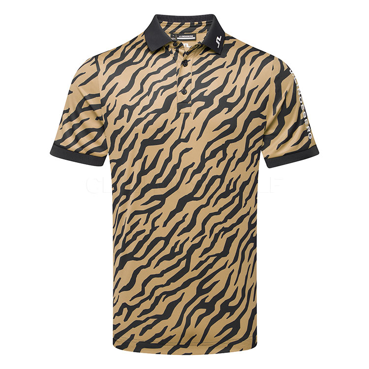 J.Lindeberg Tour Tech Print Golf Polo Shirt Tour Tiger Brown