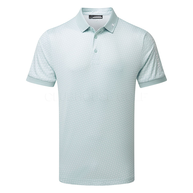 J.Lindeberg Tour Tech Print Golf Polo Shirt Shadow Bridge Winter Sky / White