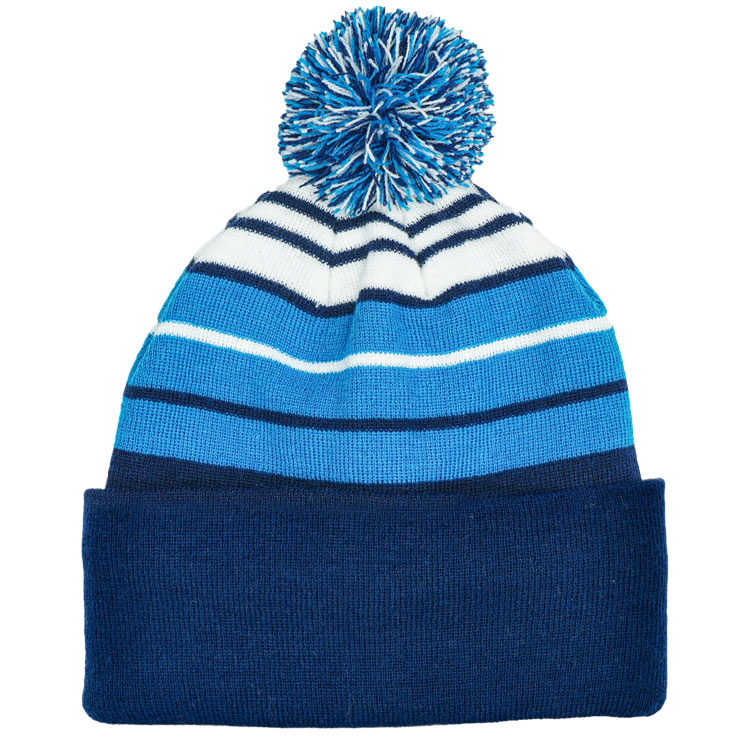 Level 4 Plain Striped Knit Golf Beanie Navy / Royal / White
