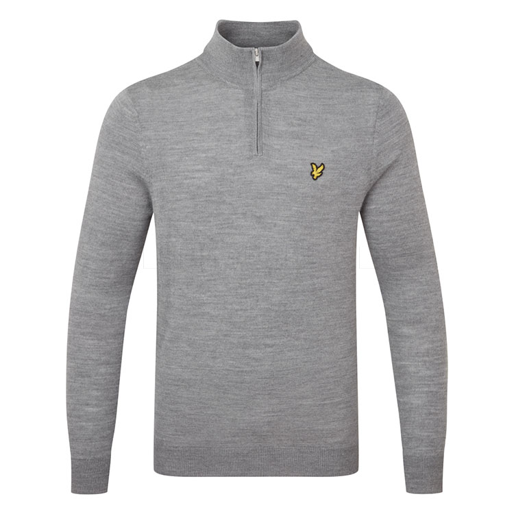 Lyle & Scott Merino 1/4 Zip Golf Sweater Mid Grey Marl