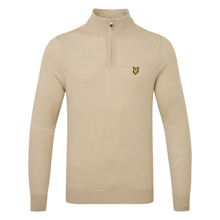 Lyle & Scott Merino 1/4 Zip Golf Sweater Safari