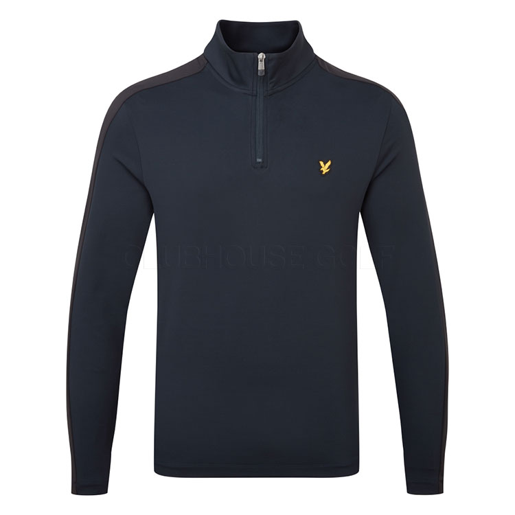Lyle & Scott Striped 1/4 Zip Golf Sweater Dark Navy / Jet Black