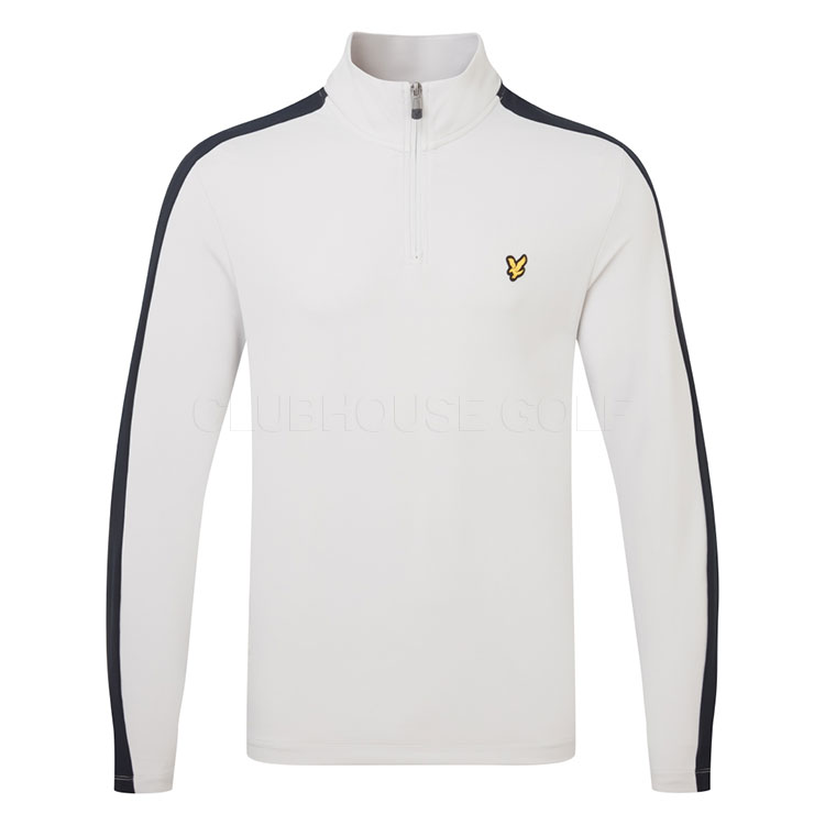 Lyle & Scott Striped 1/4 Zip Golf Sweater Pebble / Dark Navy