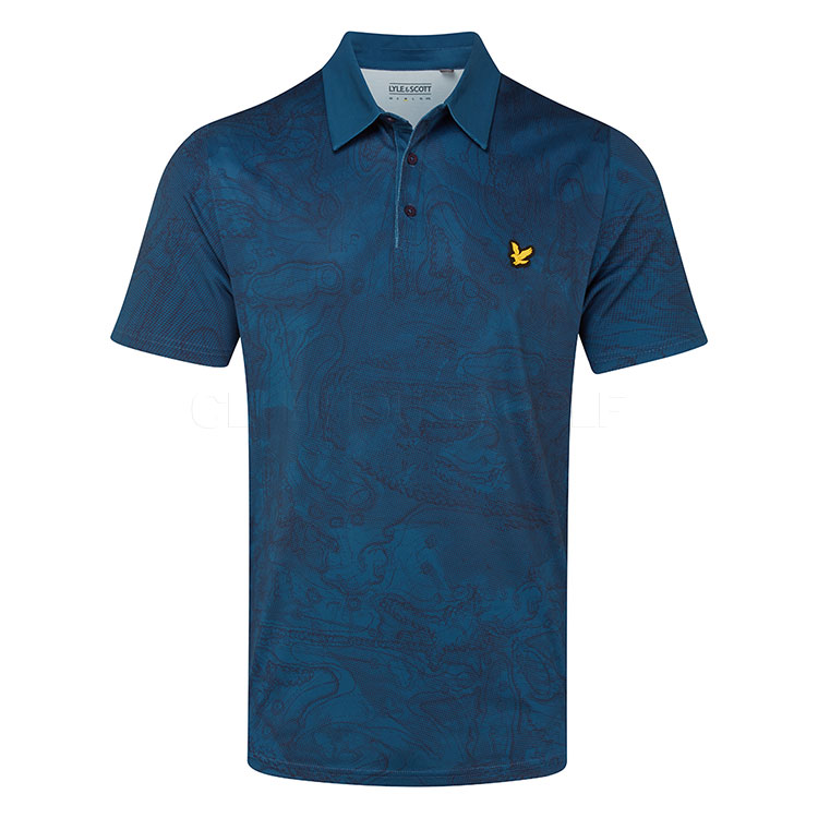 Lyle & Scott Contour Printed Golf Polo Shirt Dark Navy